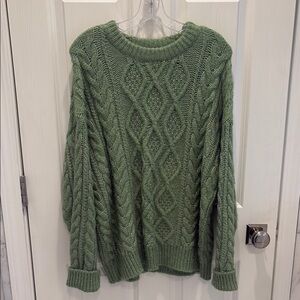 Green Cable Knit Sweater